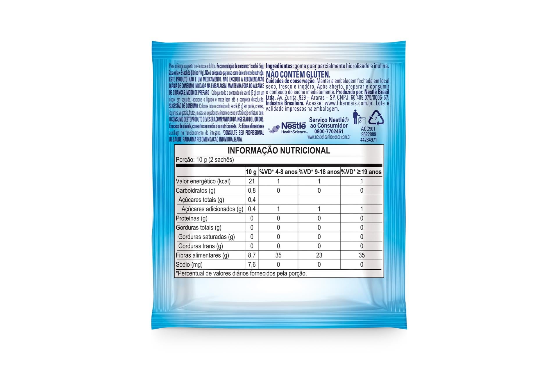 FiberMais Sem Sabor - Display com 10 sachês de 5g